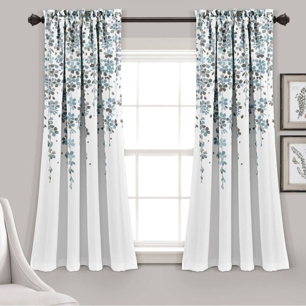 Lush Decor - Set of 2 (63"x52") Weeping Flower Light Filtering  Blue/Gray